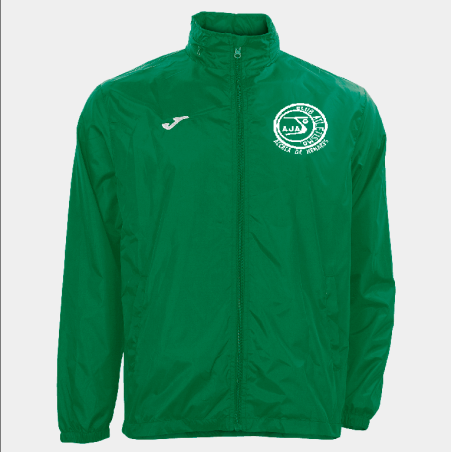 CHUBASQUERO IRIS VERDE CON LOGO CLUB Y NOMBRE CLUB TRASERO AJALKALA